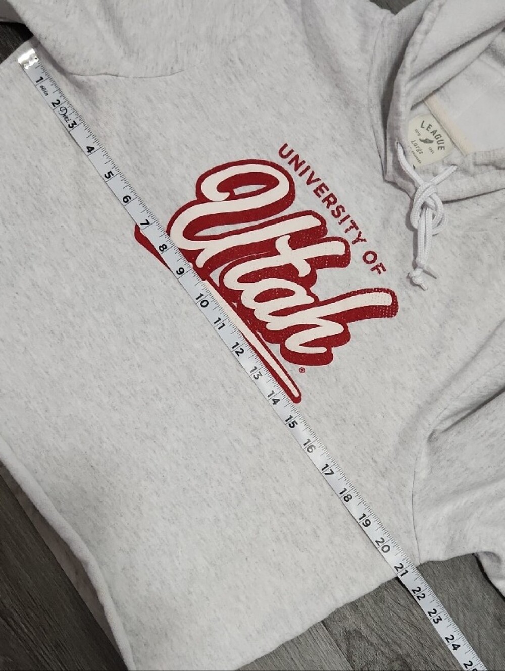 University Of Utah Light Heather Gray Red Cropped Hoodie Womens Juniors L - Picture 4 of 10